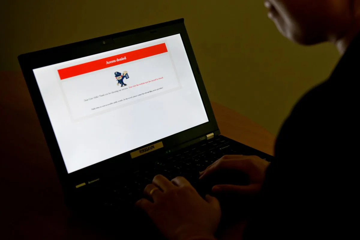 A laptop screen shows an "Access Denied" message on a blocked website in Beijing on January 4, 2013. Internet freedom organization GreatFire announced on March 19 their services are being hit by cyberattacks aimed to take them offline. (STF/AFP/Getty Images)