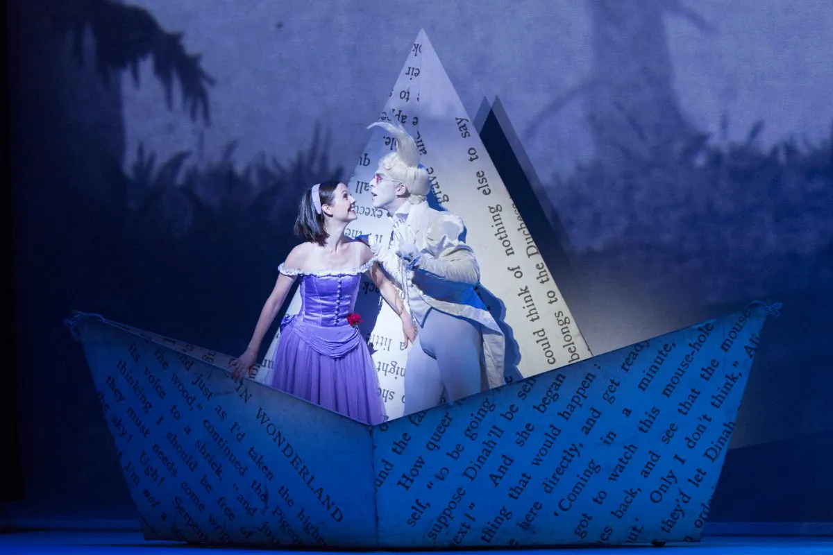 Jillian Vanstone as Alice and Dylan Tedaldi as the White Rabbit in the National Ballet of Canada’s production of “Alice’s Adventures in Wonderland.” (Aleksandar Antonijevic)