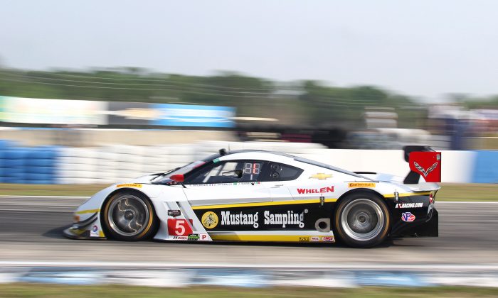 Joao Barbosa in the #5 Action Express rracing Coyote-Corvette was quickest in the first practice session for the Tudor SportsCar Championship 63rd Twelve Hours of Sebring. (Chris Jasurek/Epoch Times)