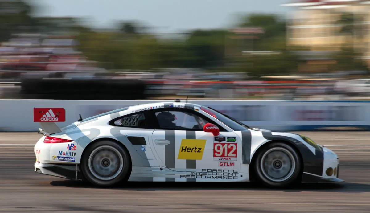 Frédéric Makowiecki in the #912 Porsche North America RSR captured the GT Le Mans class pole for the Tudor Championship Twelve Hours of Sebring. (Chris Jasurek/Epoch Times)