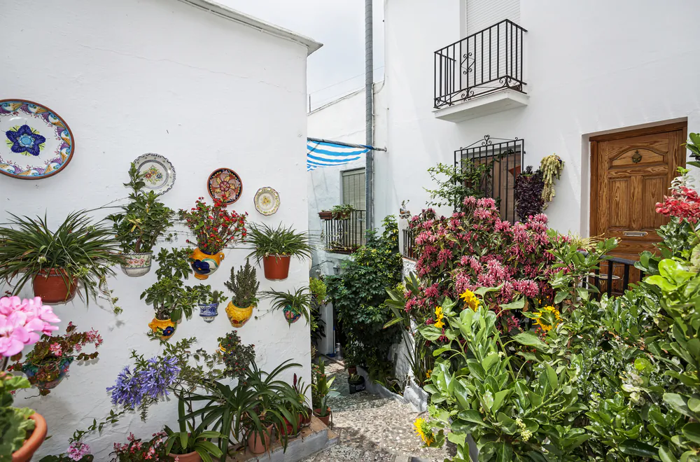 A yard with flowers in the Mijas town, Spain. (Shutterstock)