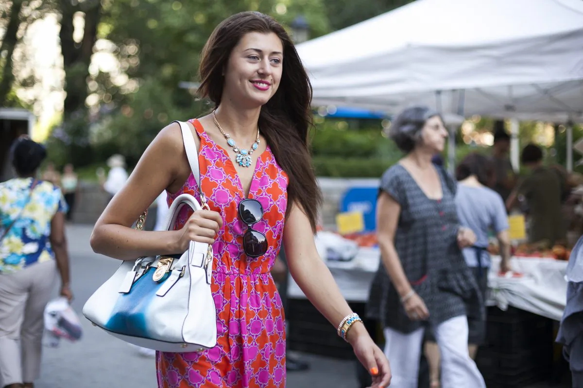 Janna Melonkvist with her Michael Kors handbag at Union Square in New York, August 4, 2014. (Samira Bouaou/Epoch Times)