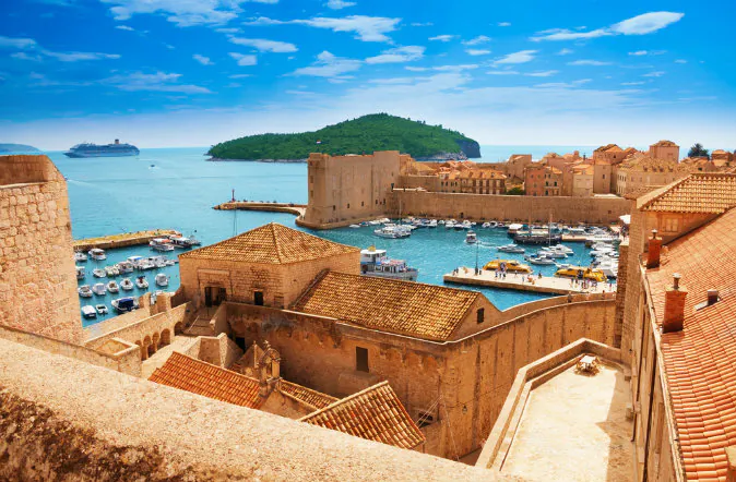 Port of Dubrovnik from the old city walls via Shutterstock*