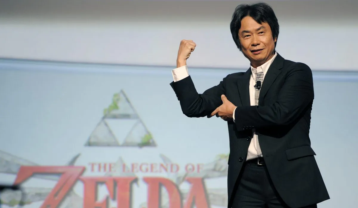 Shigeru Miyamoto, the creator of the video game "The Legend of Zelda," during a Nintendo news conference at the E3 Gaming Convention in Los Angeles, Calif., on June 7, 2011. (AP Photo/Chris Pizzello)