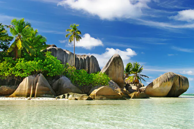 Granite rocky beaches on Seychelles islands- La digue via Shutterstock*