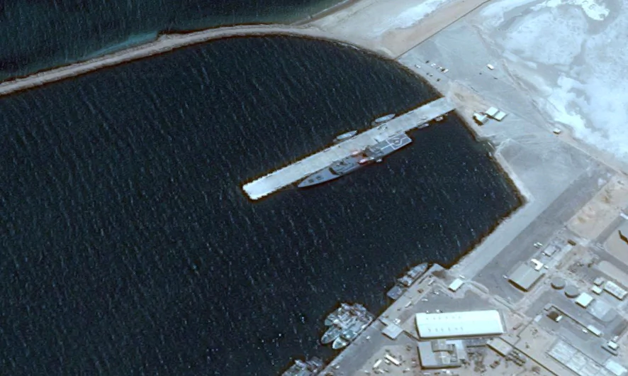 Large ships docked in Walvis Bay, Namibia, in a March 29 satellite image from Google Earth. The Chinese regime is allegedly working out a deal to build a naval base in Walvis Bay. (Google Earth)