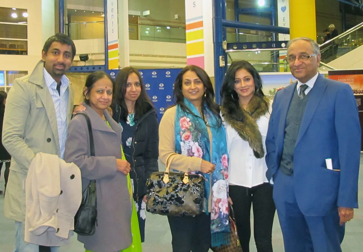 Dr. Krishna Srivastava and fashion designer Titiksha with family and friends at Shen Yun Performing Arts March 28 performance at the Birmingham ICC. (Mary Mann/Epoch Times Staff)