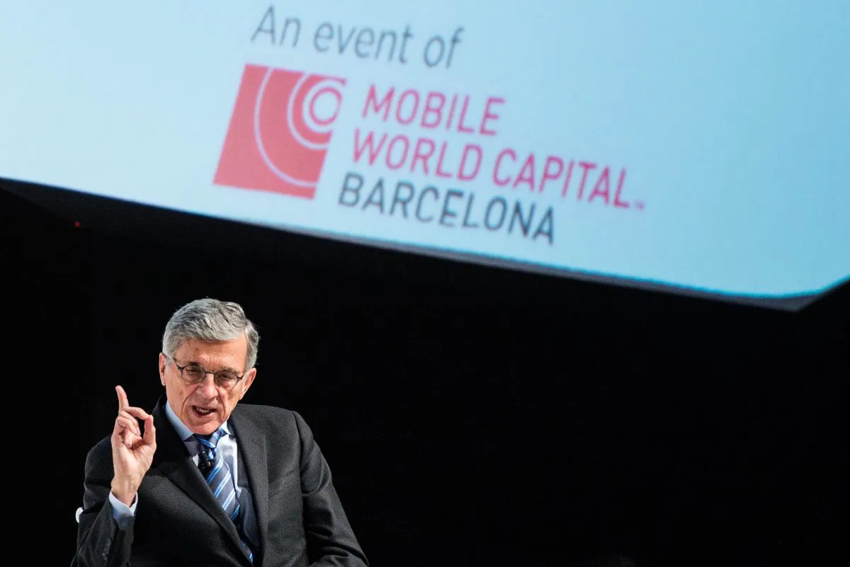 Chairman of the Federal Communications Commission (FCC) Tom Wheeler speaks during his keynote conference during the second day of the Mobile World Congress 2015 at the Fira Gran Via complex on March 3, 2015 in Barcelona, Spain. (David Ramos/Getty Images)