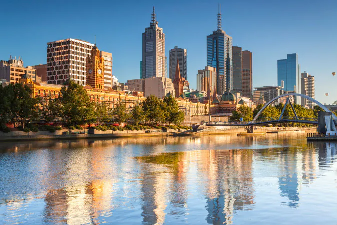 Melbourne skyline looking towards Flinders Street Station via Shutterstock*