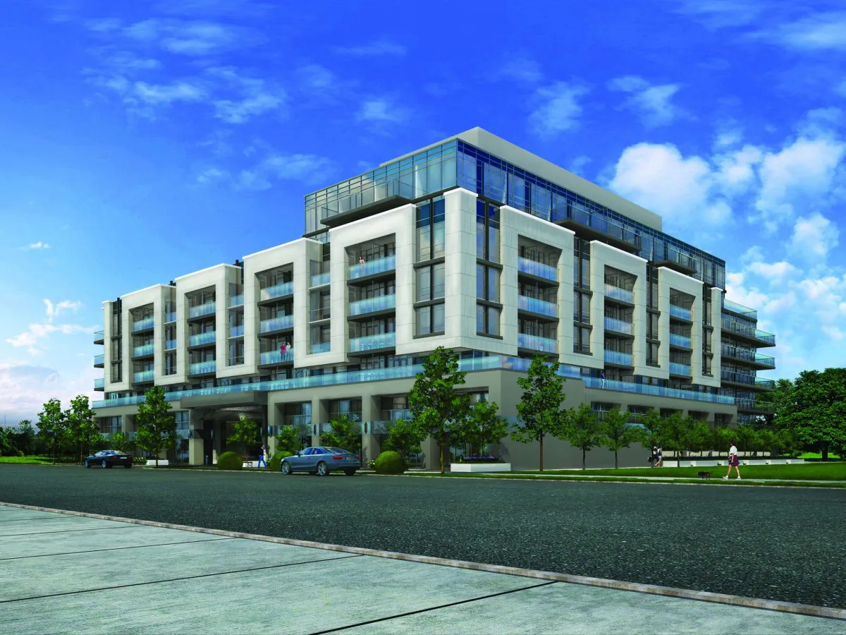 Rendering of the exterior of Vida Condos at Bayview Village, a mixed-use condominium project by Castle Group Developments at Bayview and Sheppard in North York’s sophisticated Bayview Village area. (Castle Group Developments)