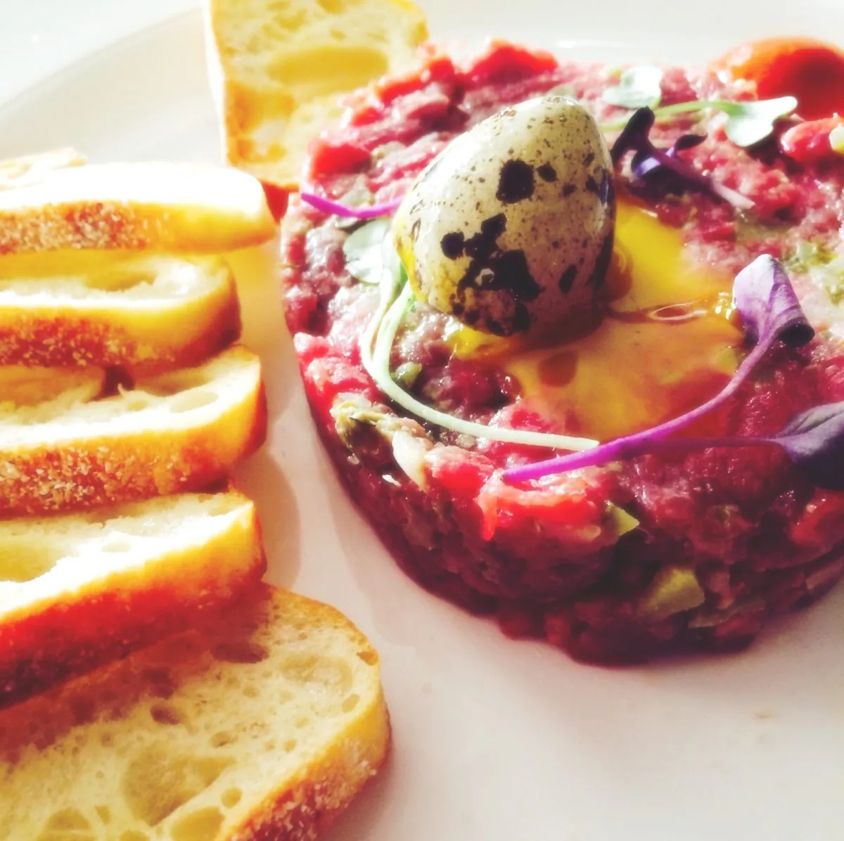 Beef tartare with quail egg at Maryland's Milton Inn