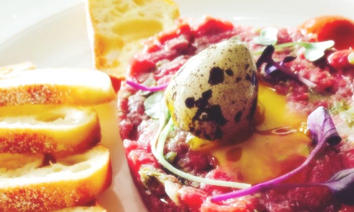 Beef tartare with quail egg at Maryland's Milton Inn