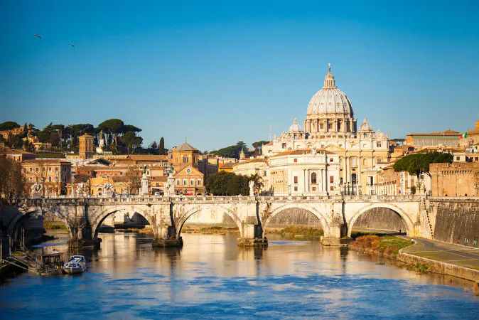 Tiber and St. Peter's cathedral in Rome, Italy via Shutterstock*