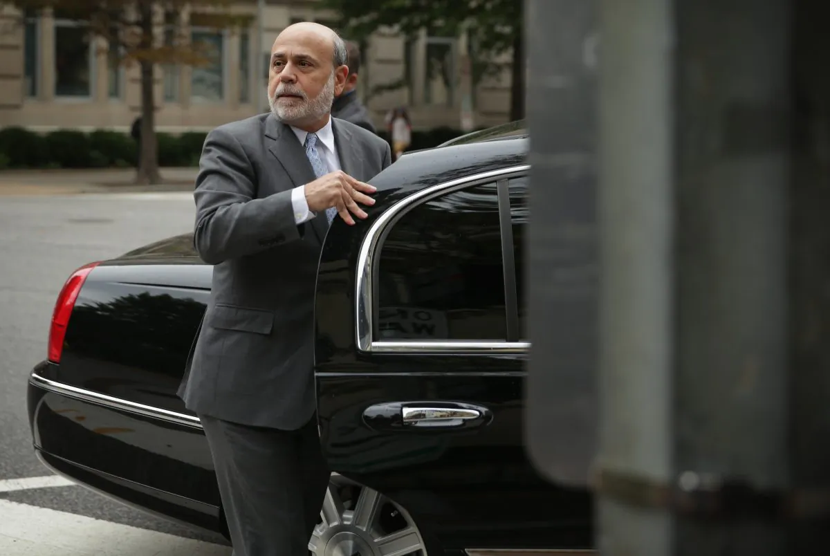 Former Chairman of the Federal Reserve Ben Bernanke arrives at U.S. Court of Federal Claims in Washington, D.C., to testify at the AIG trial, on October 10, 2014 in Washington, DC. (Alex Wong/Getty Images)