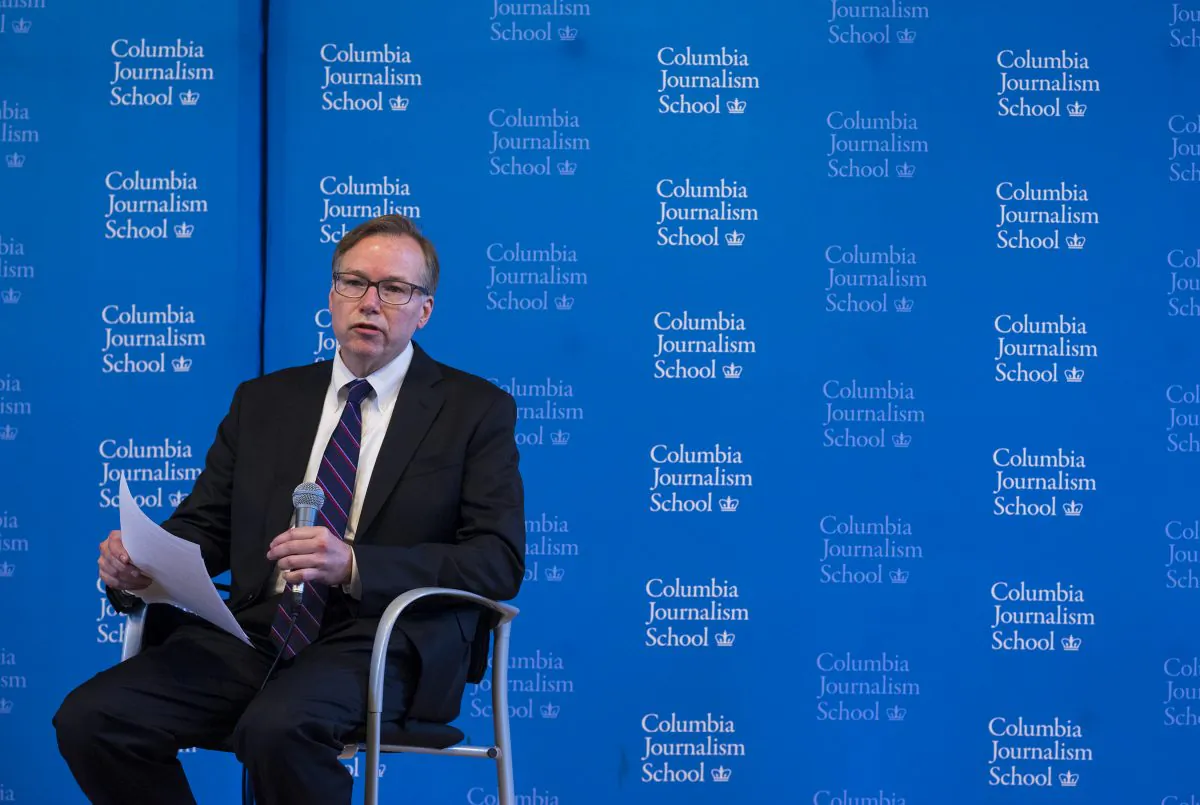 Columbia Journalism School Dean Steve Coll answers a question during a news conference to discuss findings of a report conducted at the Columbia School of Journalism surrounding Rolling Stone magazine's expose of what it called a culture of sex assaults at the University of Virginia, Monday, April 6, 2015, in New York. (AP Photo/Craig Ruttle)