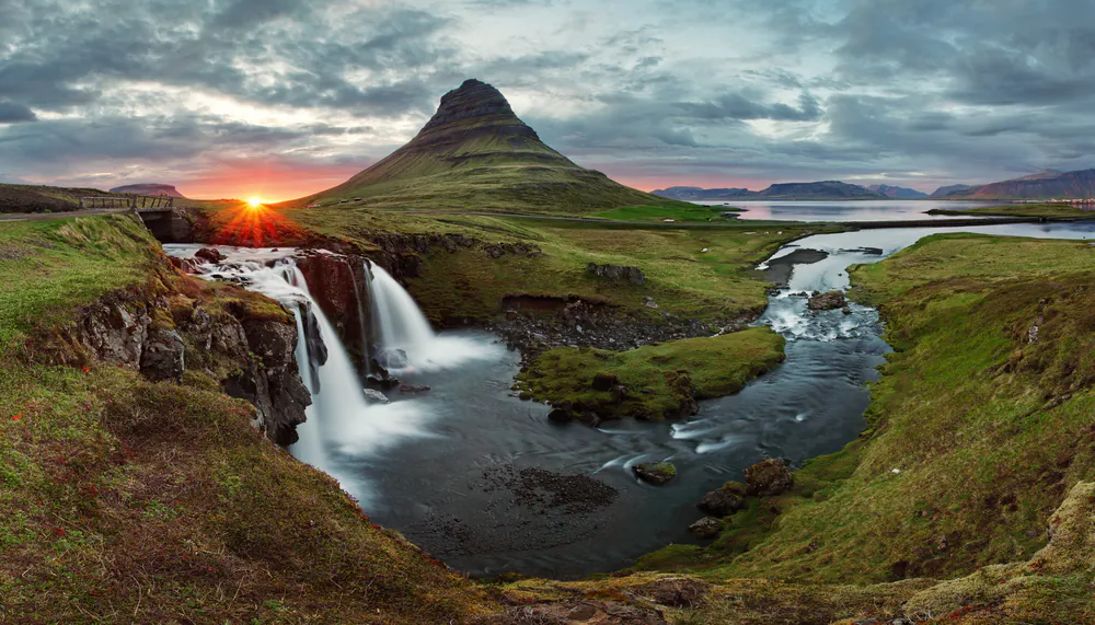 Iceland Landscape spring panorama at sunset - Kirkjufell via Shutterstock*