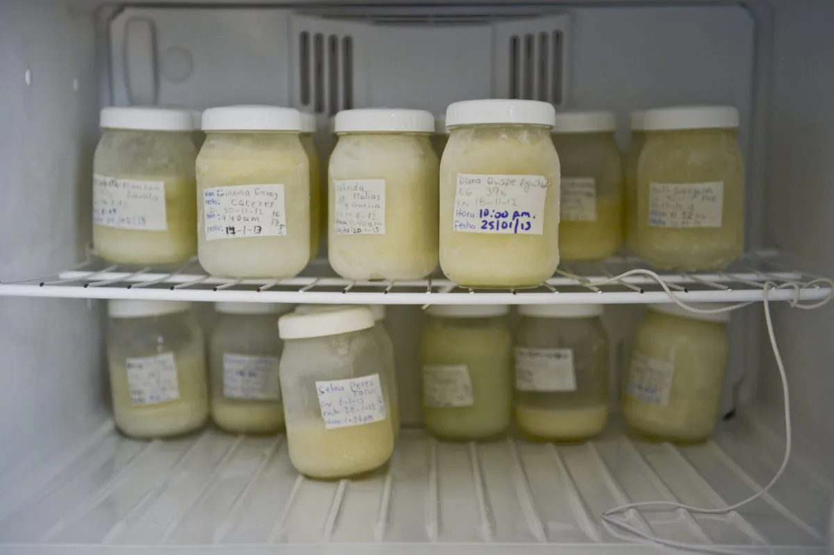 Containers with breast milk. (Ernesto Benavides/AFP/Getty Images)