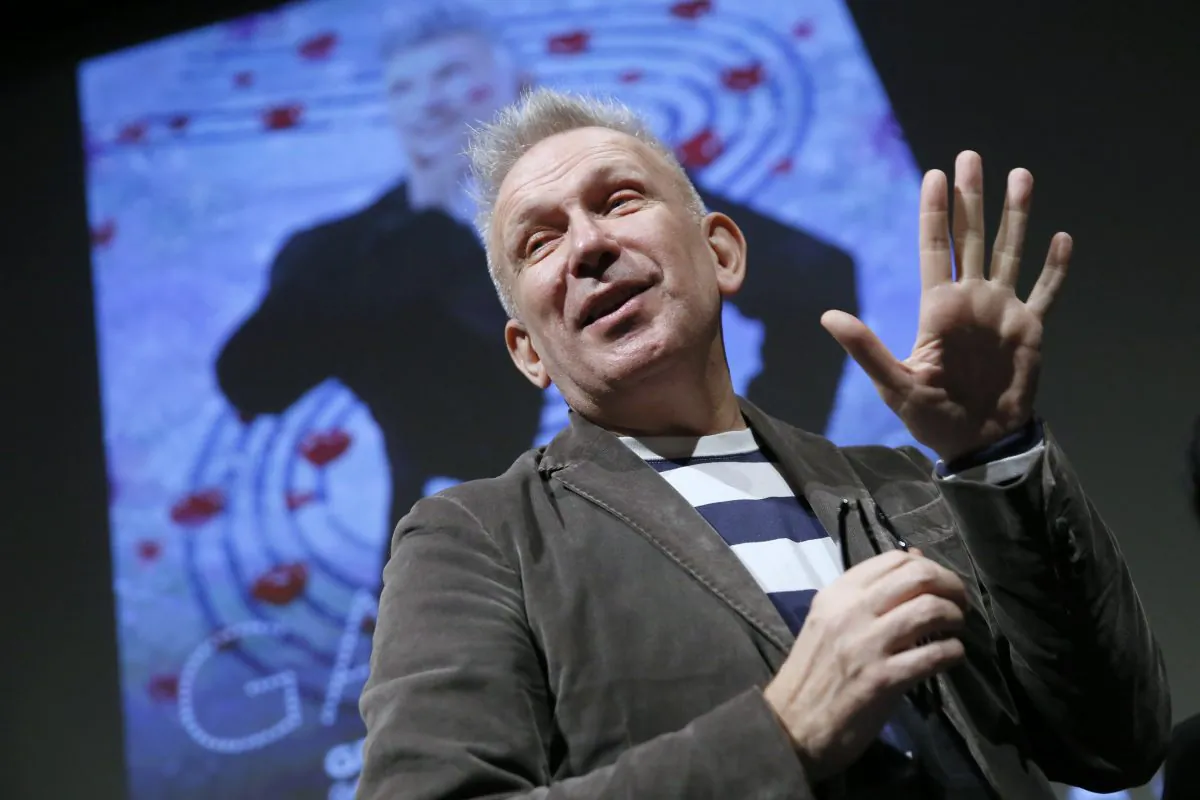 The fashion designer Jean Paul Gaultier speaks during a press conference prior to the opening of the exhibition devoted to him on March 30, 2015 in Paris. (Patrick Kovarik/AFP/Getty Images