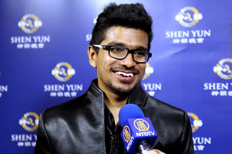 Akhil Scaria, a performer from India, attends the first Shen Yun performance at Keelung Cultural Center on March 31, 2015. (Li Xianzhen/Epoch Times)