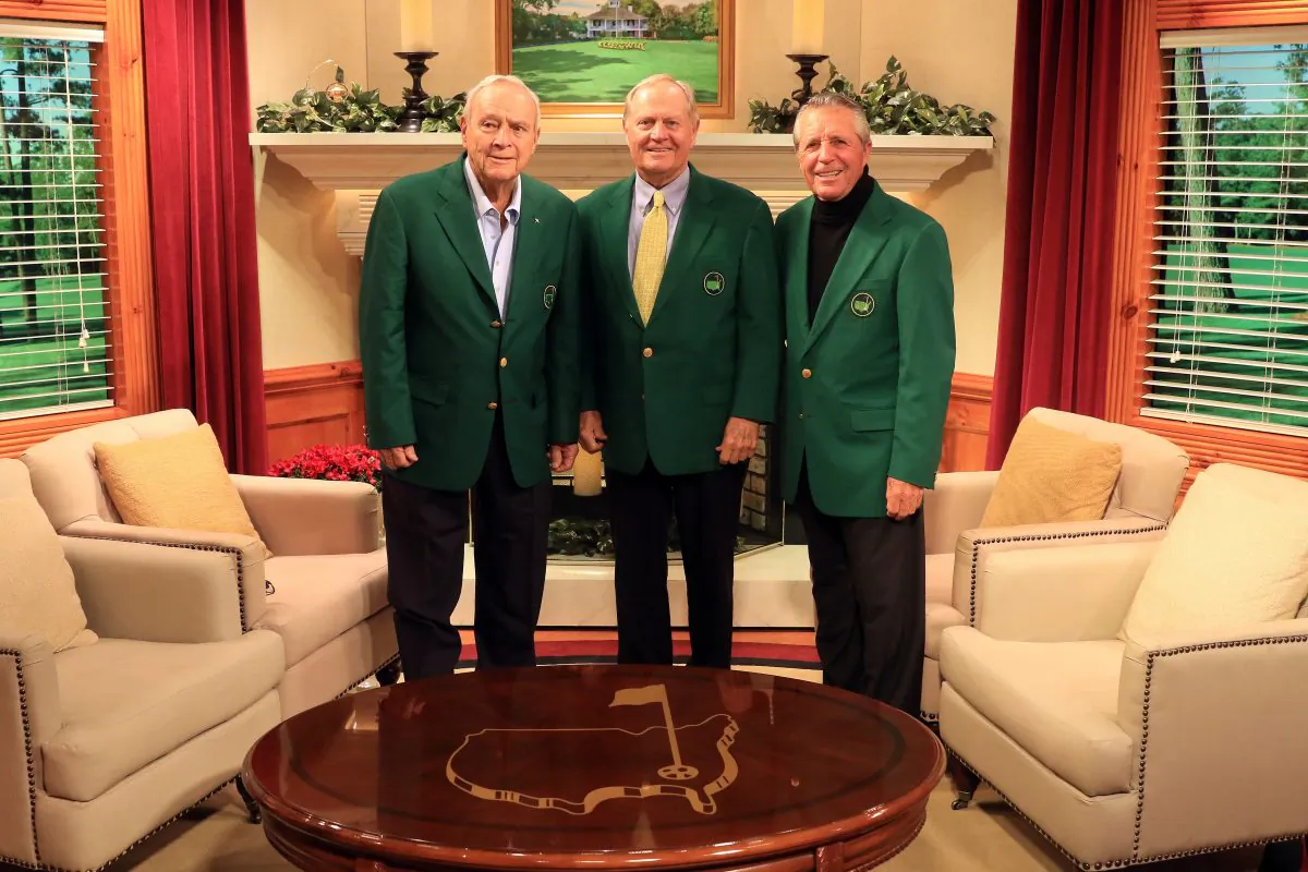 Former Masters champions Arnold Palmer, Jack Nicklaus won 13 Masters titles between. (David Cannon/Getty Images) 