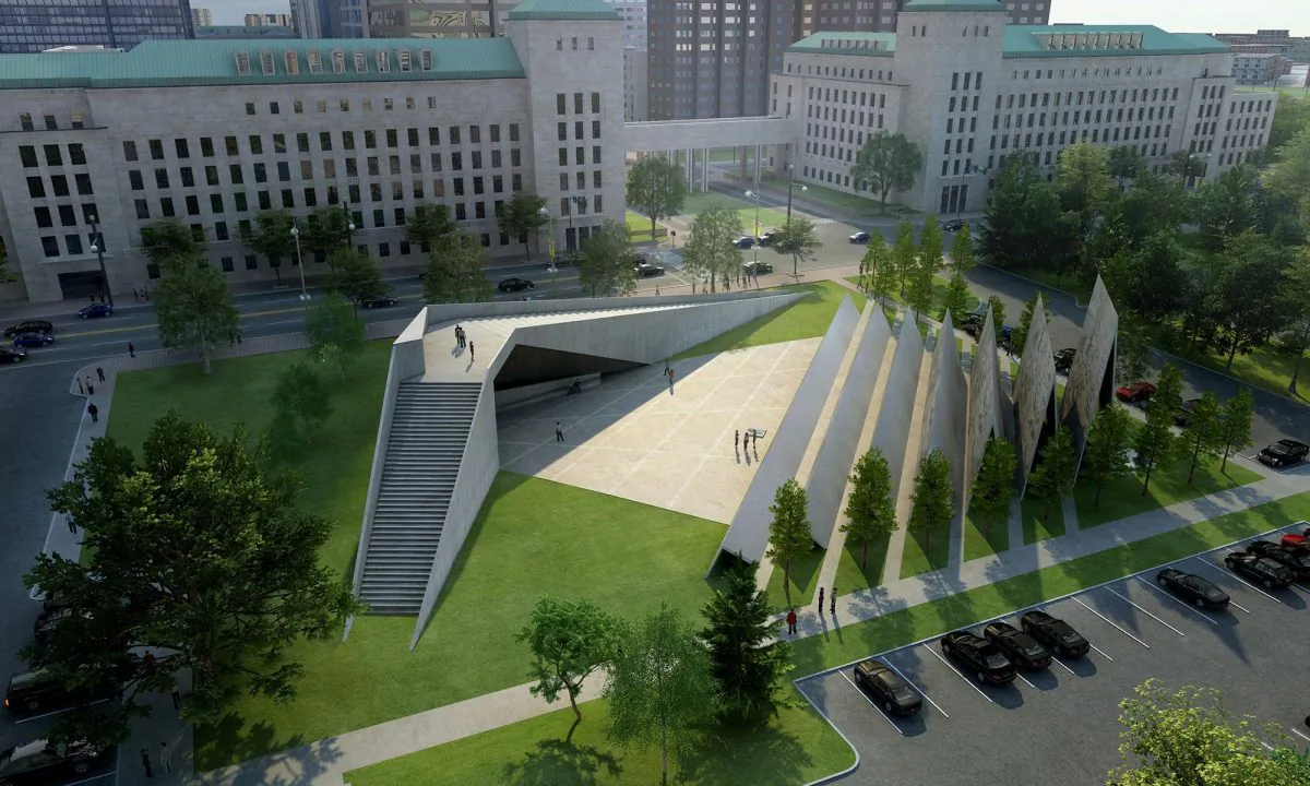 An artist’s rendering of the National Memorial to Victims of Communism slated to be built this year. Despite the controversy over the memorial’s location, Minister responsible for the National Capital Commission Pierre Poilievre says it will be built in the chosen location near the Supreme Court of Canada. (ABSTRAKT Studio Architecture)