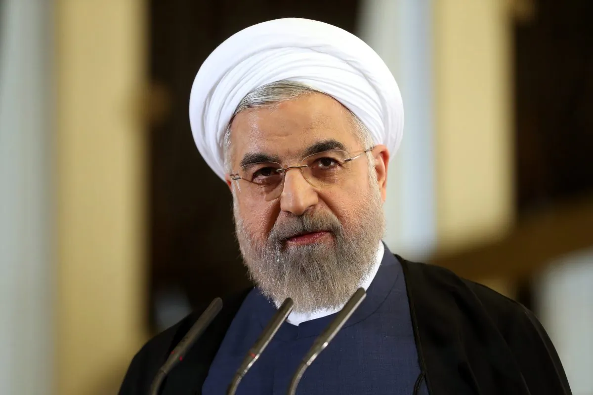 Iranian President Hassan Rouhani speaks in a news briefing at the Saadabad palace in Tehran, Iran, on April 3, 2015. (AP Photo/Ebrahim Noroozi)