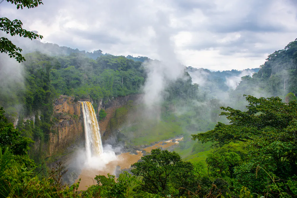 Water fall in Cameroon on a cloudy day via Shutterstock*
