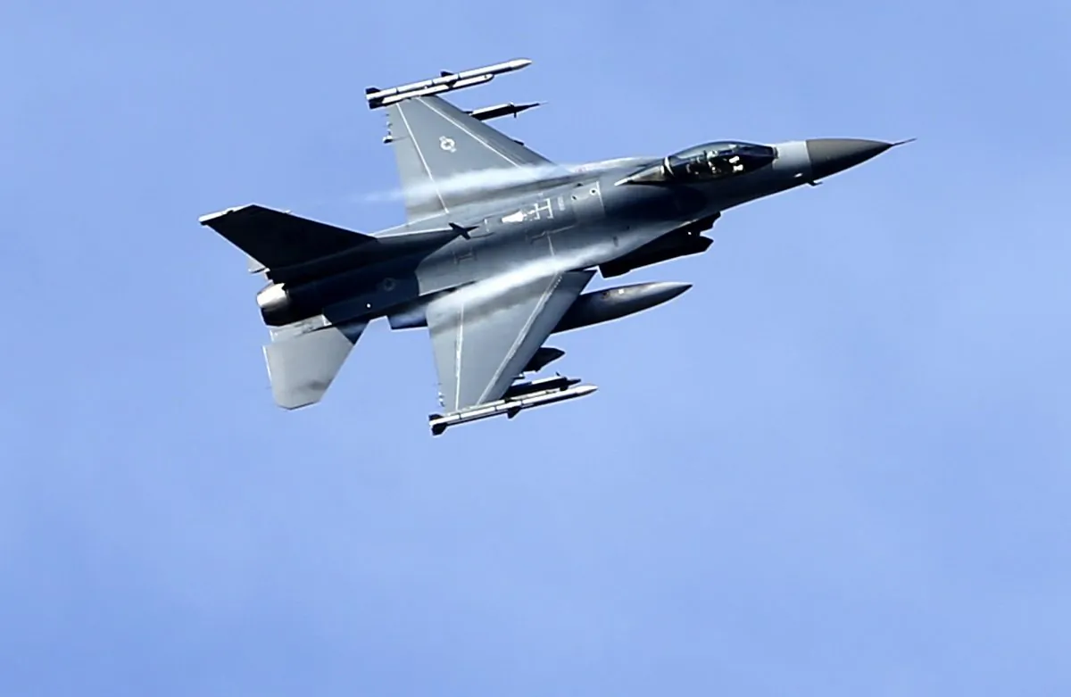 A U.S. military fighter jet participates in a NATO Baltic Air Policing Mission practice mission in the Tapa training area, some 43 miles southwest of Tallinn, Estonia on April 8, 2015. (Mindaugas Kulbis/File Photo/AP)
