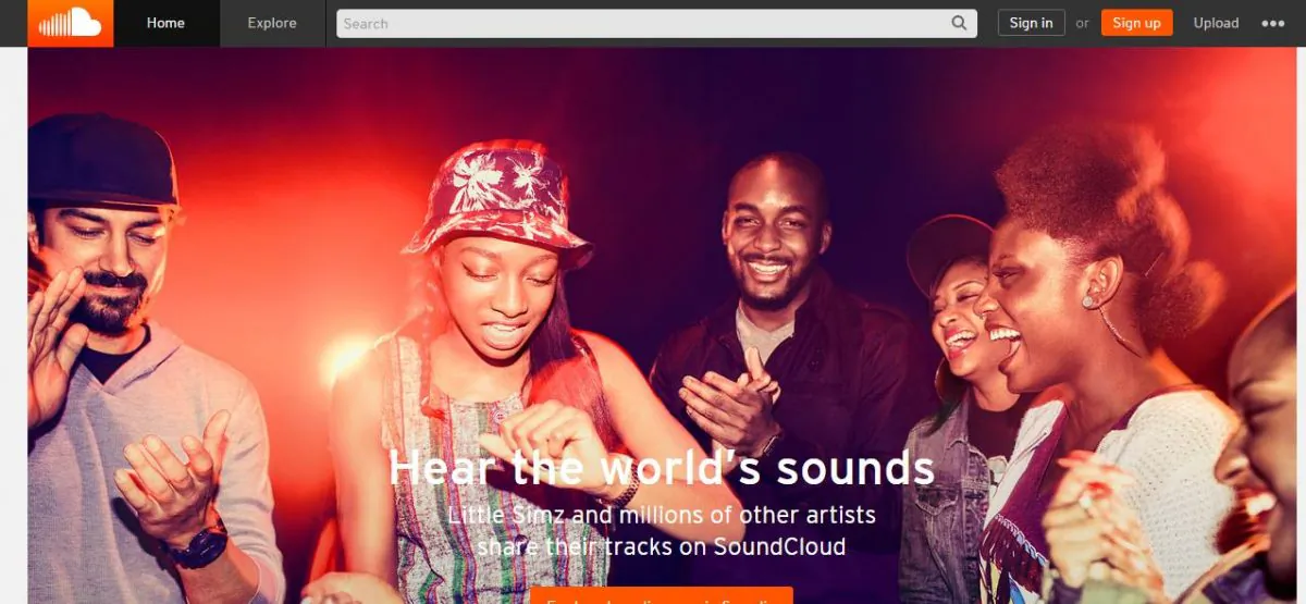 SoundCloud's home page on April 9, 2015. (Screenshot via SoundCloud)