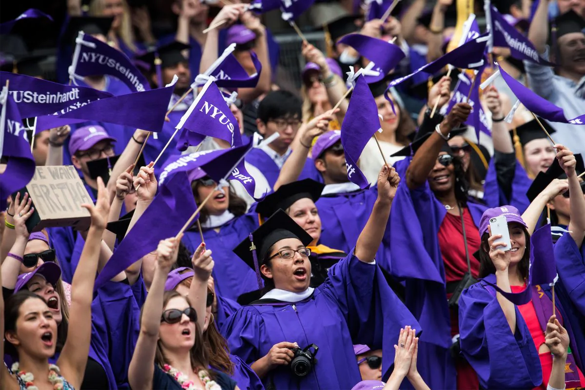 The 2014 New York University graduation ceremony at Yankee Stadium in Bronx, N.Y., on May 21, 2014. (Andrew Burton/Getty Images)