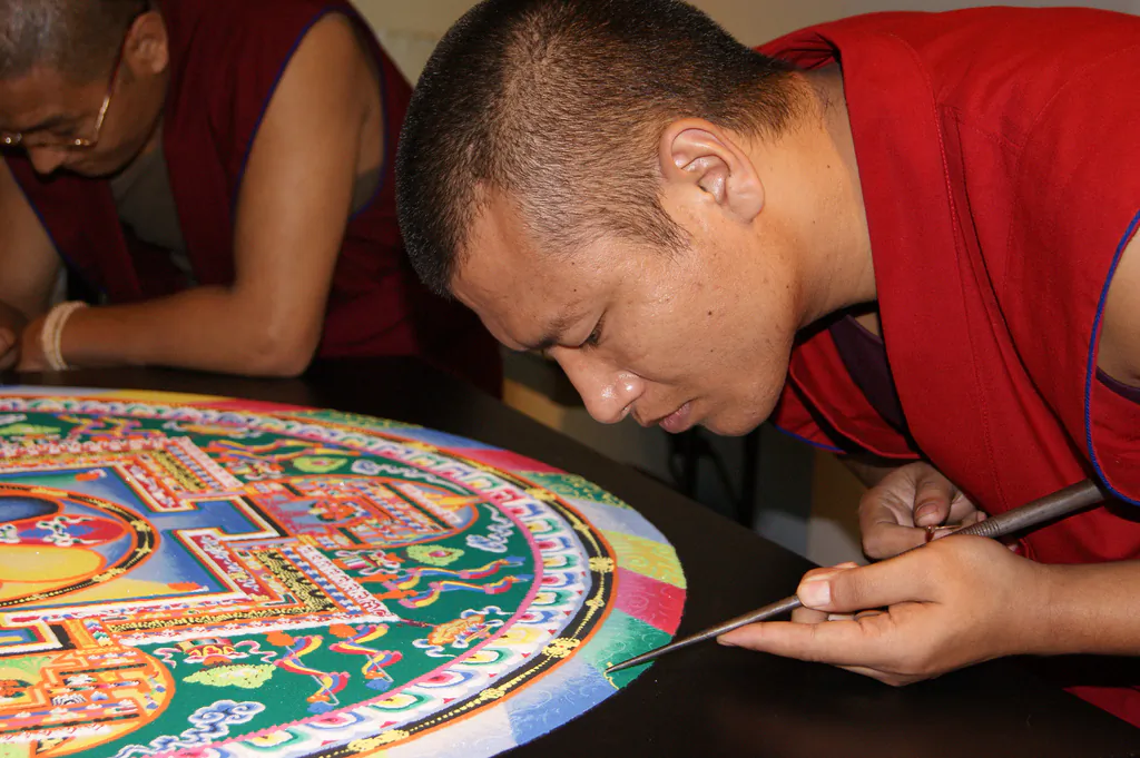 Tibetan Sand Mandala Creation. (San Jose Library, CC BY-SA 2.0)