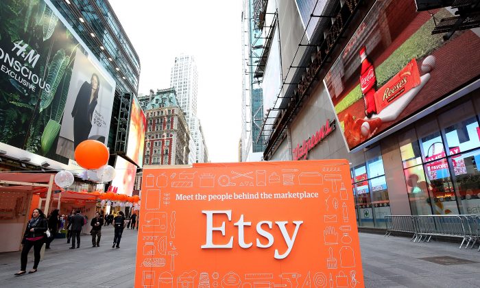 Etsy Sellers Market in Times Square celebrating Etsy's NASDAQ IPO in New York on April 16, 2015. (Paul Zimmerman/Getty Images for NASDAQ)
