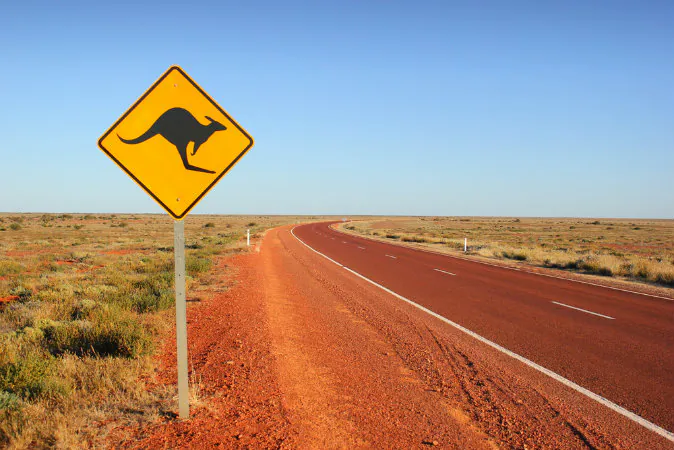 Kangaroo traffic sign via Shutterstock*