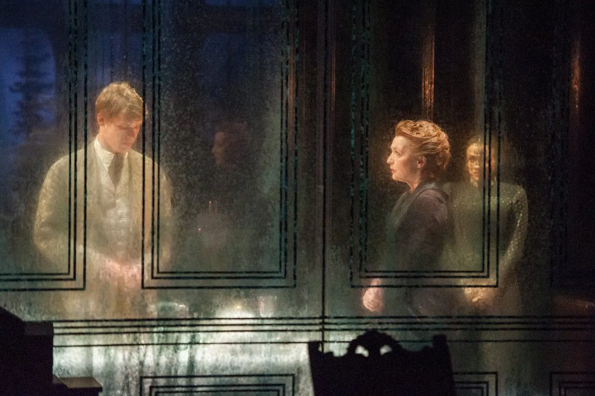 Billy Howle, Lesley-Manville, and Charlene-McKenna in an eerie scene from Henrik Ibsen’s heartbreaking story of “Ghosts.” (Stephanie-Berger)