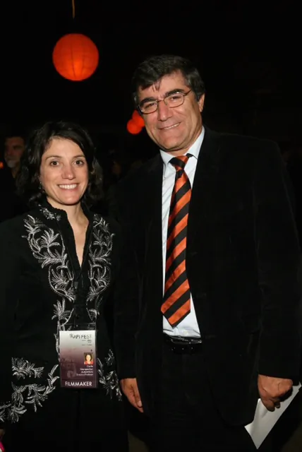 Carla Garapedian with the late Hrant Dink, a Turkish-Armenian newspaper editor who was assassinated in Turkey two months after “Screamers” was released. He was interviewed in the film. (Courtesy of Carla Garapedian)