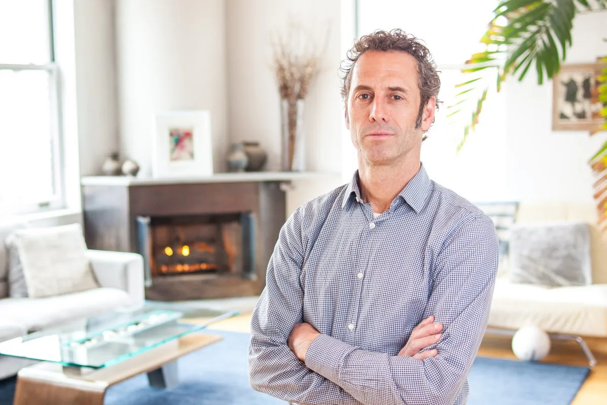 Architect Joe Eisner in his family’s Tribeca loft on April 8, 2015. Eisner designed and oversaw the loft conversion in the former industrial building in 2004. (Petr Svab/Epoch Times)