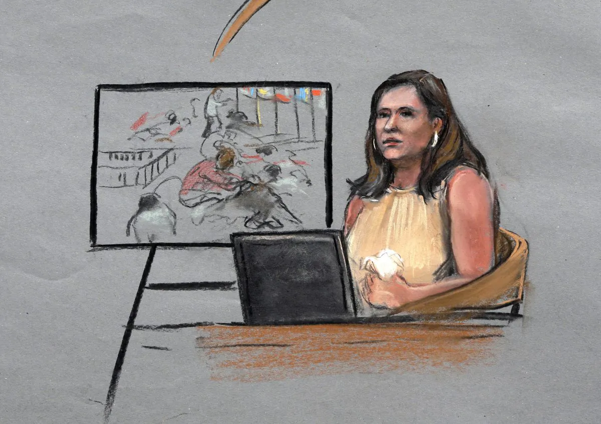 In this courtroom sketch, Boston Marathon bombing survivor Celeste Corcoran is depicted on the witness stand during the first day of the penalty phase in the trial of Boston Marathon bomber Dzhokhar Tsarnaev, Tuesday, April 21, 2015, in federal court in Boston. (AP Photo/Jane Flavell Collins)