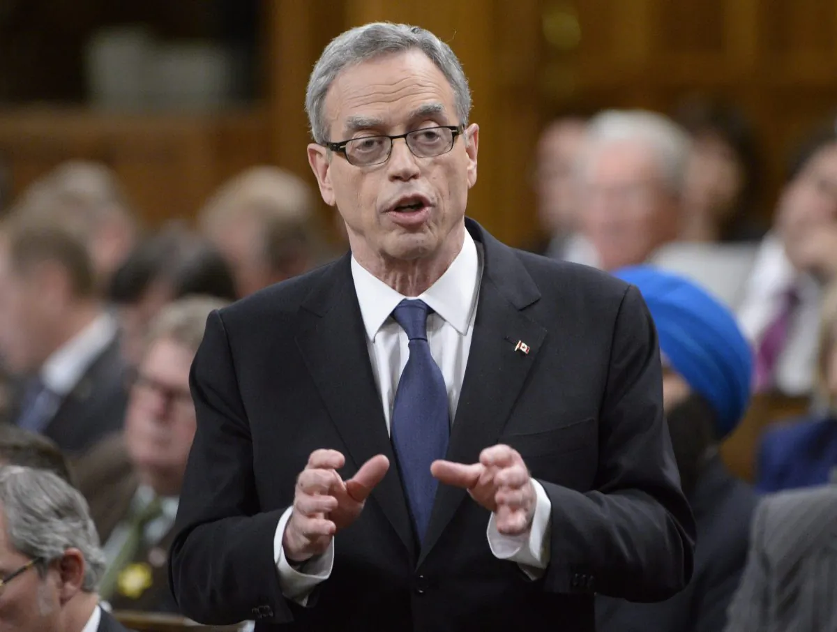 Finance minister Joe Oliver answers a question after delivering the federal budget speech in the House of Common on Parliament Hill in Ottawa on April 21, 2015. (The Canadian Press/Adrian Wyld)