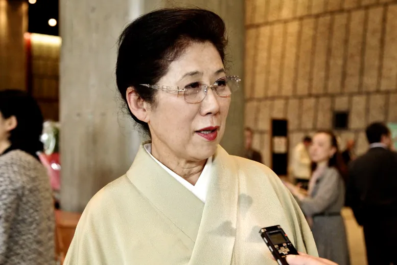 Nishimura Masaru, owner of a Japanese traditional inn, and his wife, Nishimura Akemi, at the fourth Shen Yun performance at Tokyo Bunka Kaikan on April 20 (Yu Gang/Epoch Times)