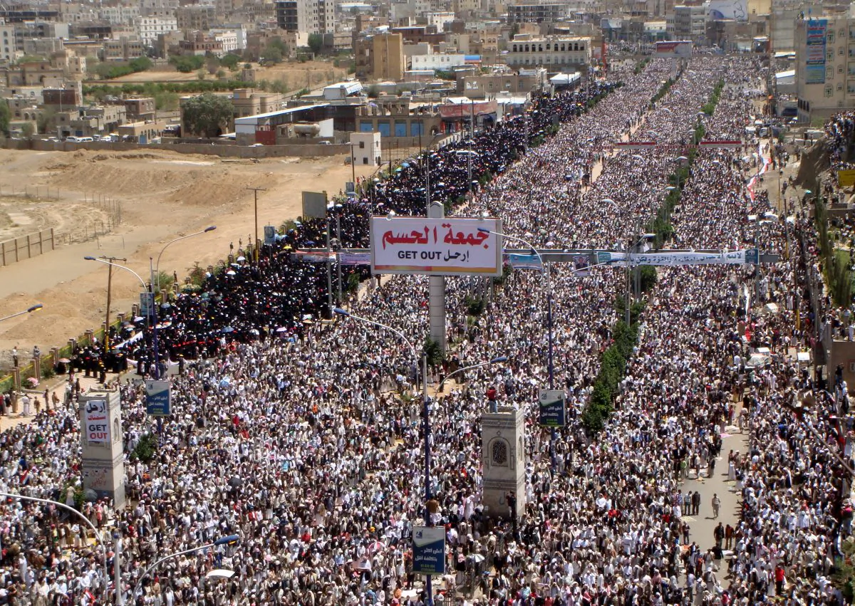 Tens of thousands of Yemeni anti-government protesters take part in a demonstration calling for the ouster of Yemeni President Ali Abdullah Saleh following Friday prayers in Sanaa on May 13, 2011. The Arab Spring has ushered in the increased radicalization of Arab youth, which challenges the governments in the region. (GAMAL NOMAN/AFP/Getty Images)