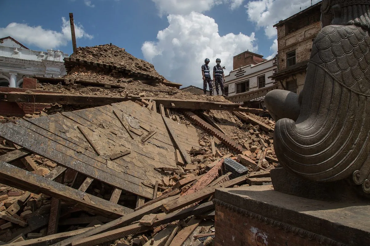 A major 7.8 earthquake hit Kathmandu mid-day on Saturday, and was followed by multiple aftershocks that triggered avalanches on Mt. Everest that buried mountain climbers in their base camps, on April 27, 2015 in Kathmandu, Nepal.  (Omar Havana/Getty Images)