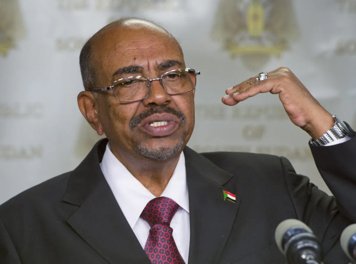 Sudanese President Omar al-Bashir speaks after meeting with South Sudan's President Salva Kiir, in the capital Juba, South Sudan. (AP Photo/Ali Ngethi)