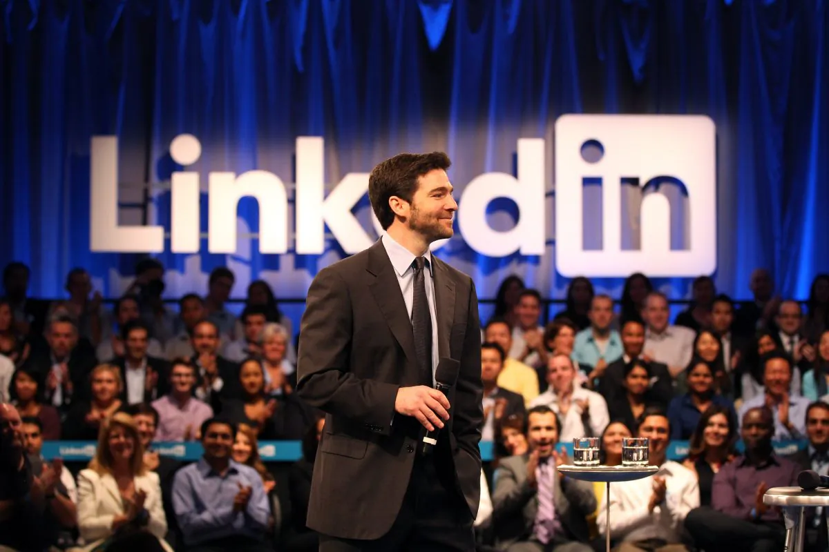 LinkedIn CEO Jeff Weiner speaks to the audience at the Computer History Museum in Mountain View, Calif., on Sept. 26, 2011. (Stephen Lam/Getty Images)