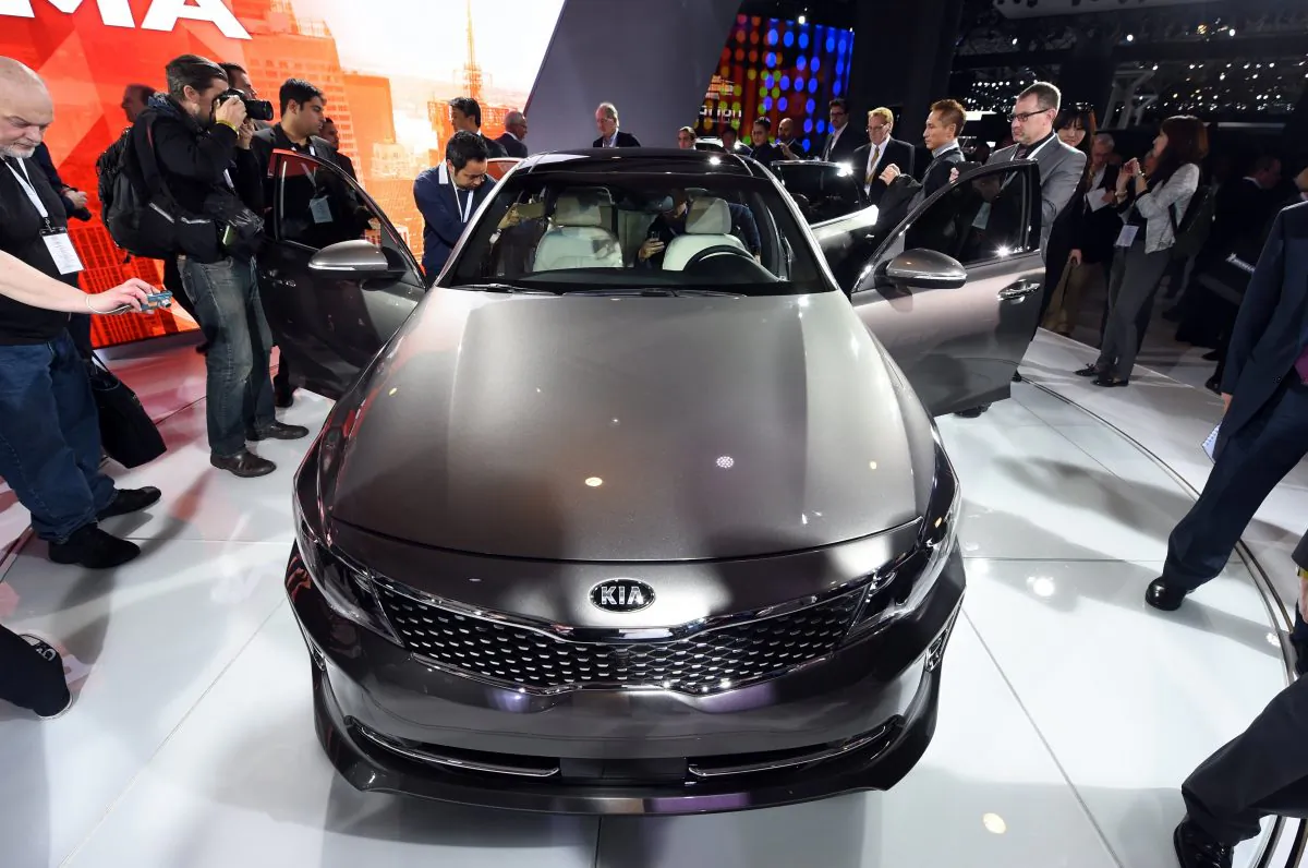 Kia'S Optima sedan at the 2015 New York International Auto Show on April 1, 2015. AFP PHOTO / TIMOTHY A. CLARY (Timothy A. Clary/AFP/Getty Images)