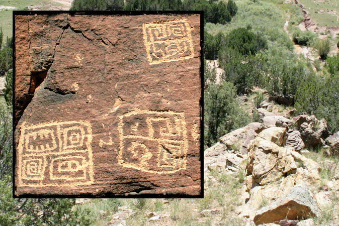 Petroglyphs found in Arizona that show ancient Chinese script. (Courtesy of John Ruskamp)