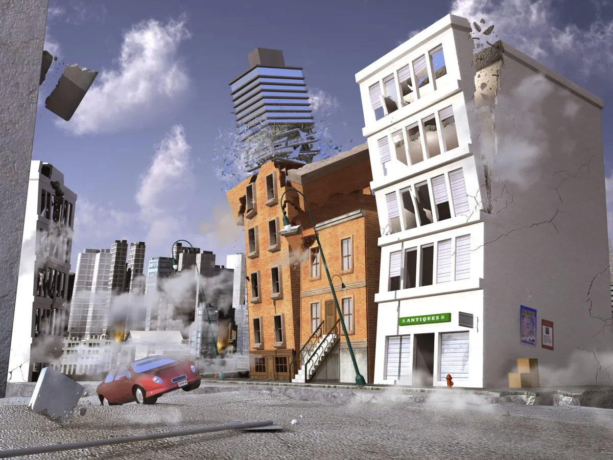 Earthquake in a city. (estt/iStock)