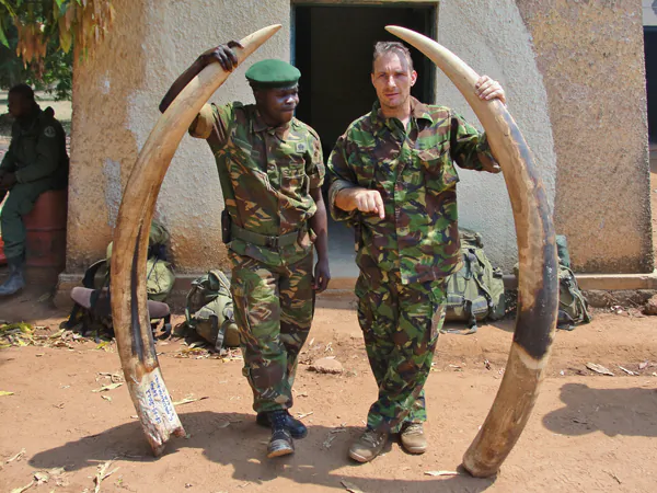 Elephant ivory seized from poachers in Garamba. Photo by: Jonathan Hutson for the Enough Project and Satellite Sentinel Project. 