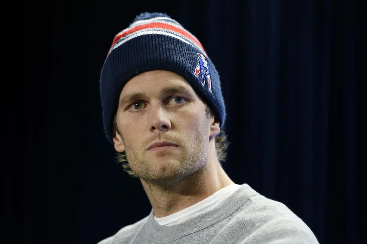 New England Patriots quarterback Tom Brady speaks at a news conference in Foxborough, Mass.,as he addresses the issue of the NFL investigation of deflated footballs, on Jan 22, 2015. (AP Photo/Elise Amendola)