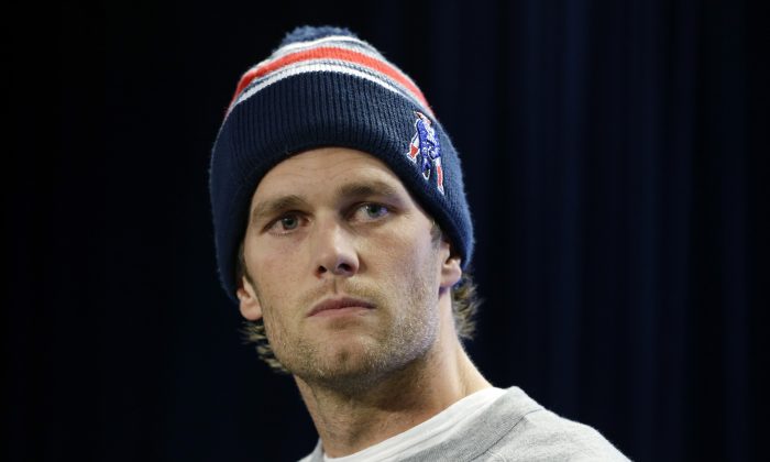 New England Patriots quarterback Tom Brady speaks at a news conference in Foxborough, Mass.,as he addresses the issue of the NFL investigation of deflated footballs, on Jan 22, 2015. (AP Photo/Elise Amendola)
