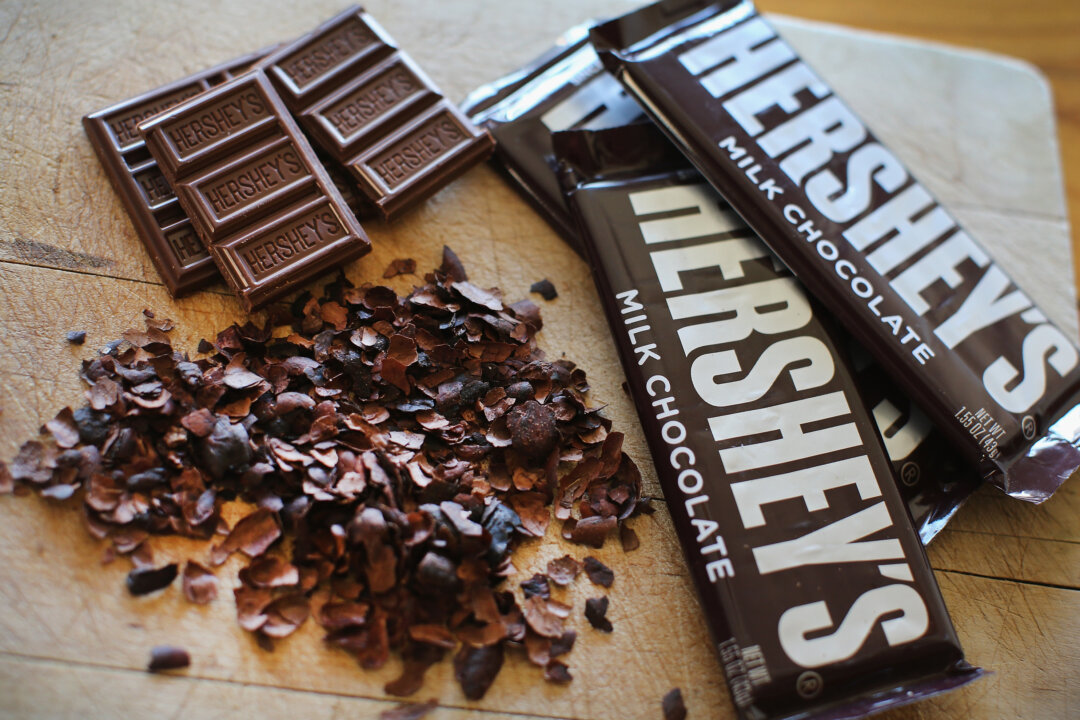 Hershey's chocolate bars are shown on July 16, 2014 in Chicago, Illinois. (Photo Illustration by Scott Olson/Getty Images)